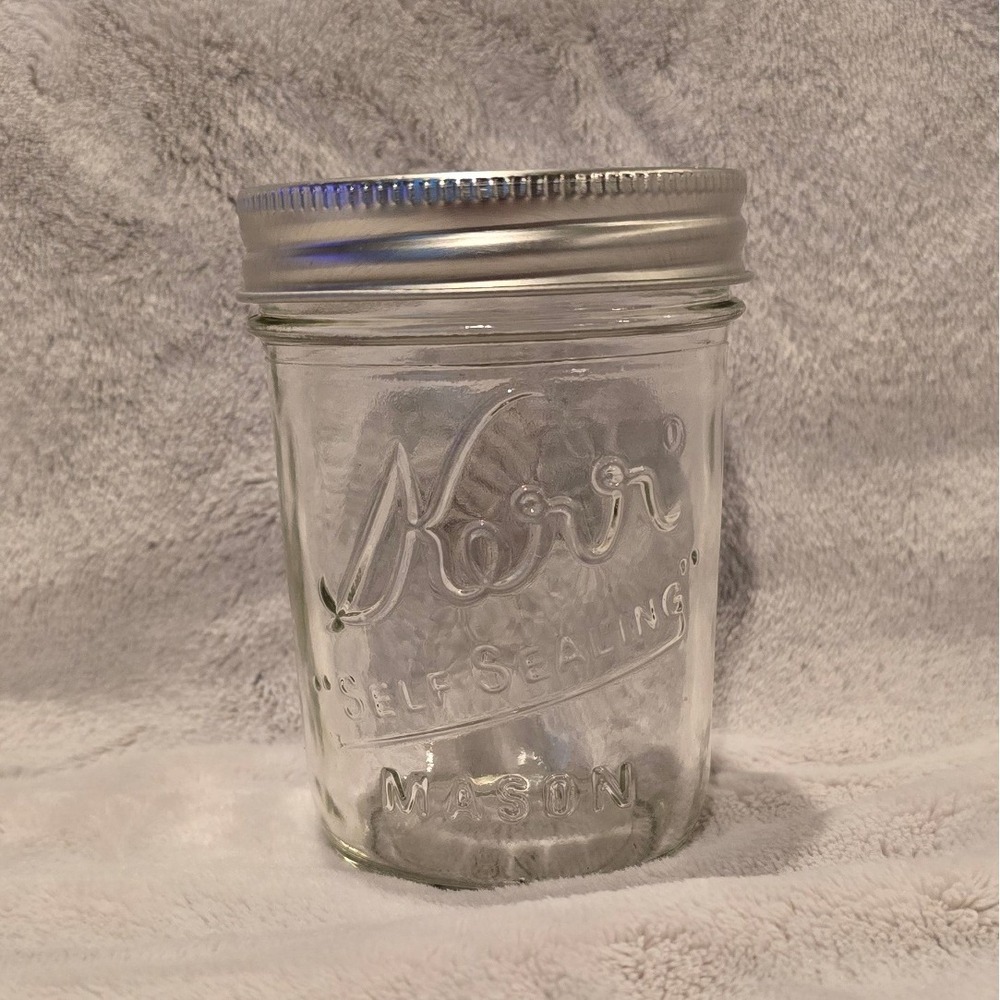 Kerr Self Sealing Mason Jar Wide Mouth 8oz Clear Glass with SureTight Lid Band